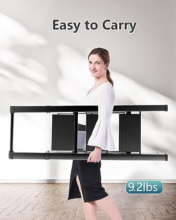 3 Step Ladder, Slim Folding Steps Stool with Handrail, Lightweight Aluminum Alloy Foldable Black Ladder with Anti-Slip Wide Pedal, for Home, Kitchen, Office, Garage Use - Black easy to carry