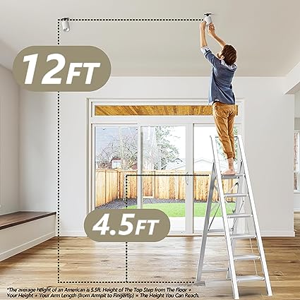 SOLADDER 6 Step Ladder, Folding Step Stool with Handgrip and Anti-Slip Wide Pedal, Portable Lightweight Aluminum Stepladder for Kitchen, Home, Library, Office (330 lbs Capacity) - Silver