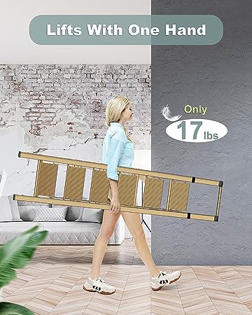 6 Step Ladder for 12 Feet High Ceiling, Folding Step Stool with Handgrip and Anti-Slip Wide Pedal, Portable Lightweight Aluminum Stepladder for Kitchen, Home