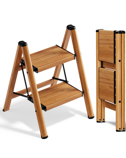 SOLADDER 2-Step Folding Ladder – Woodgrain