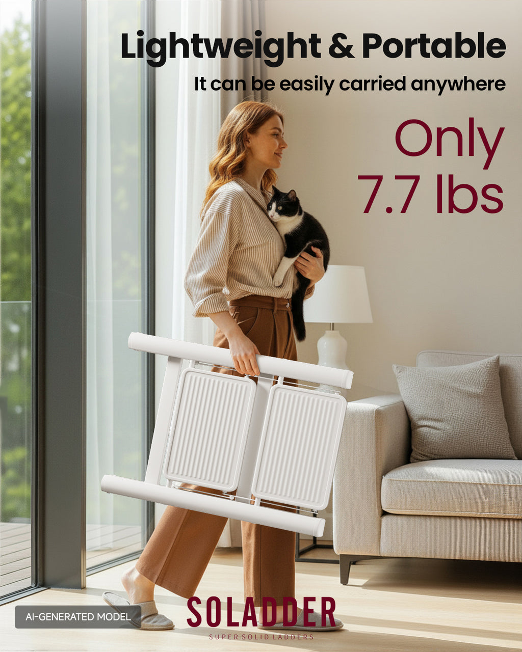 2-Step Folding Ladder – White