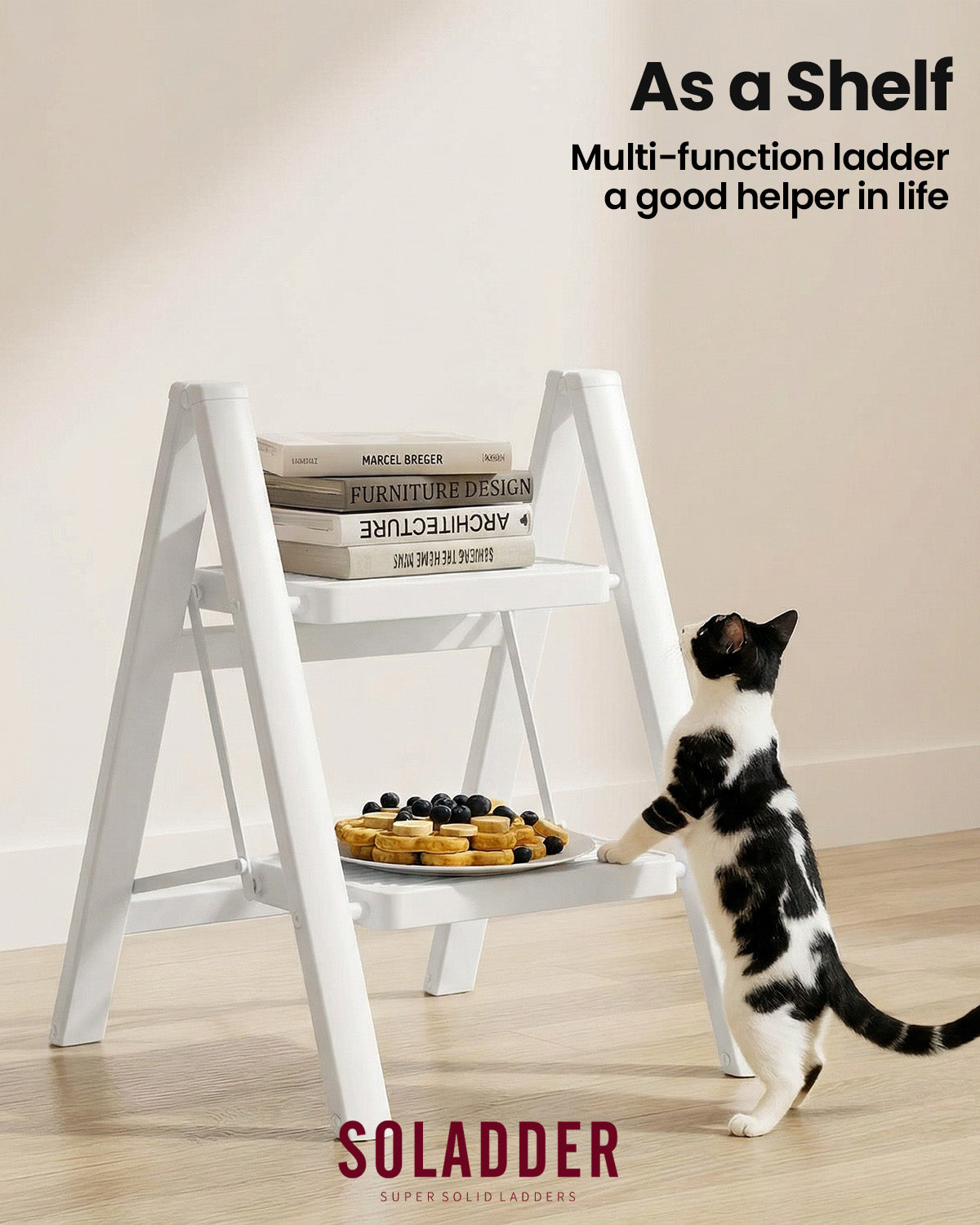 2-Step Folding Ladder – White