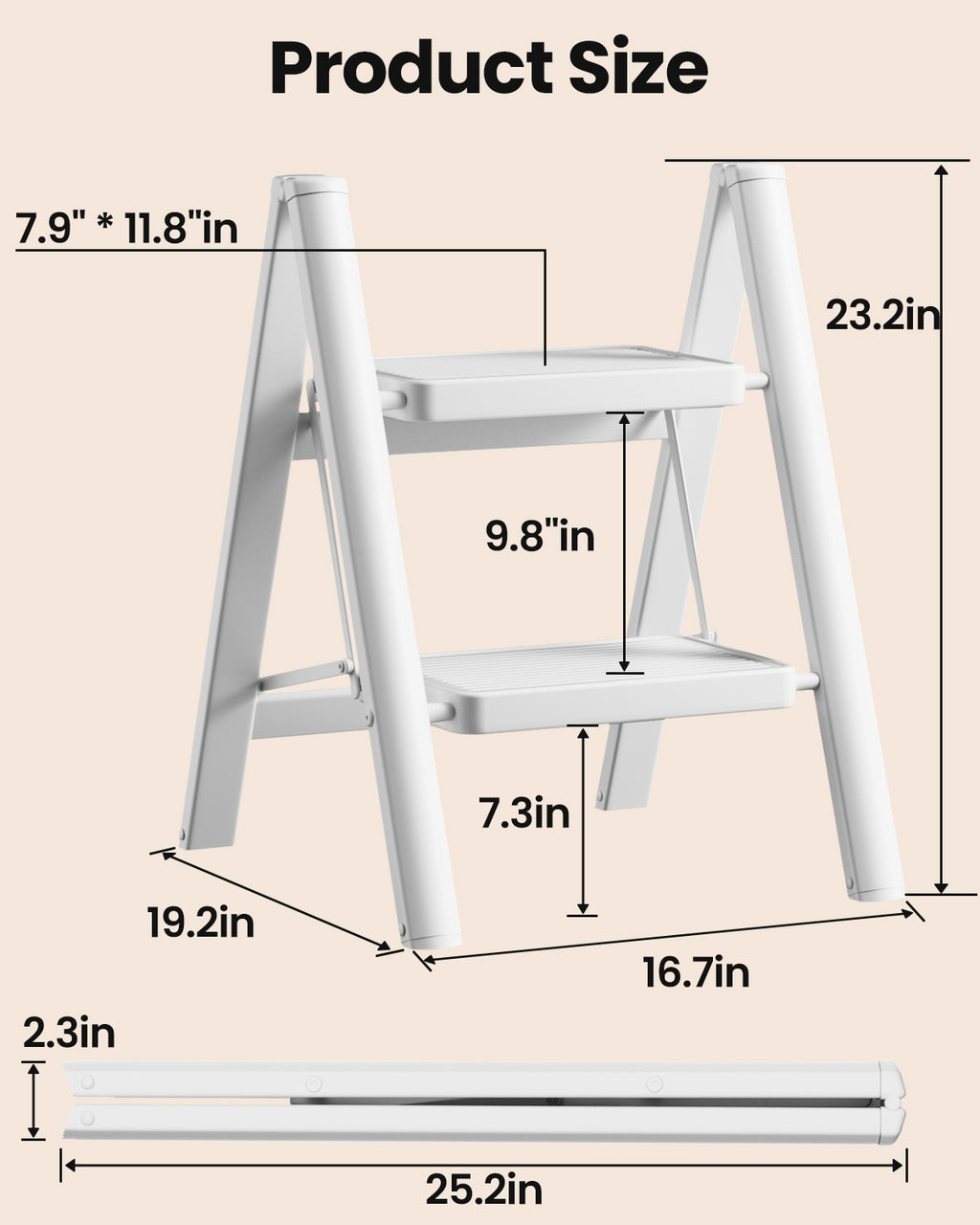 2-Step Folding Ladder – White