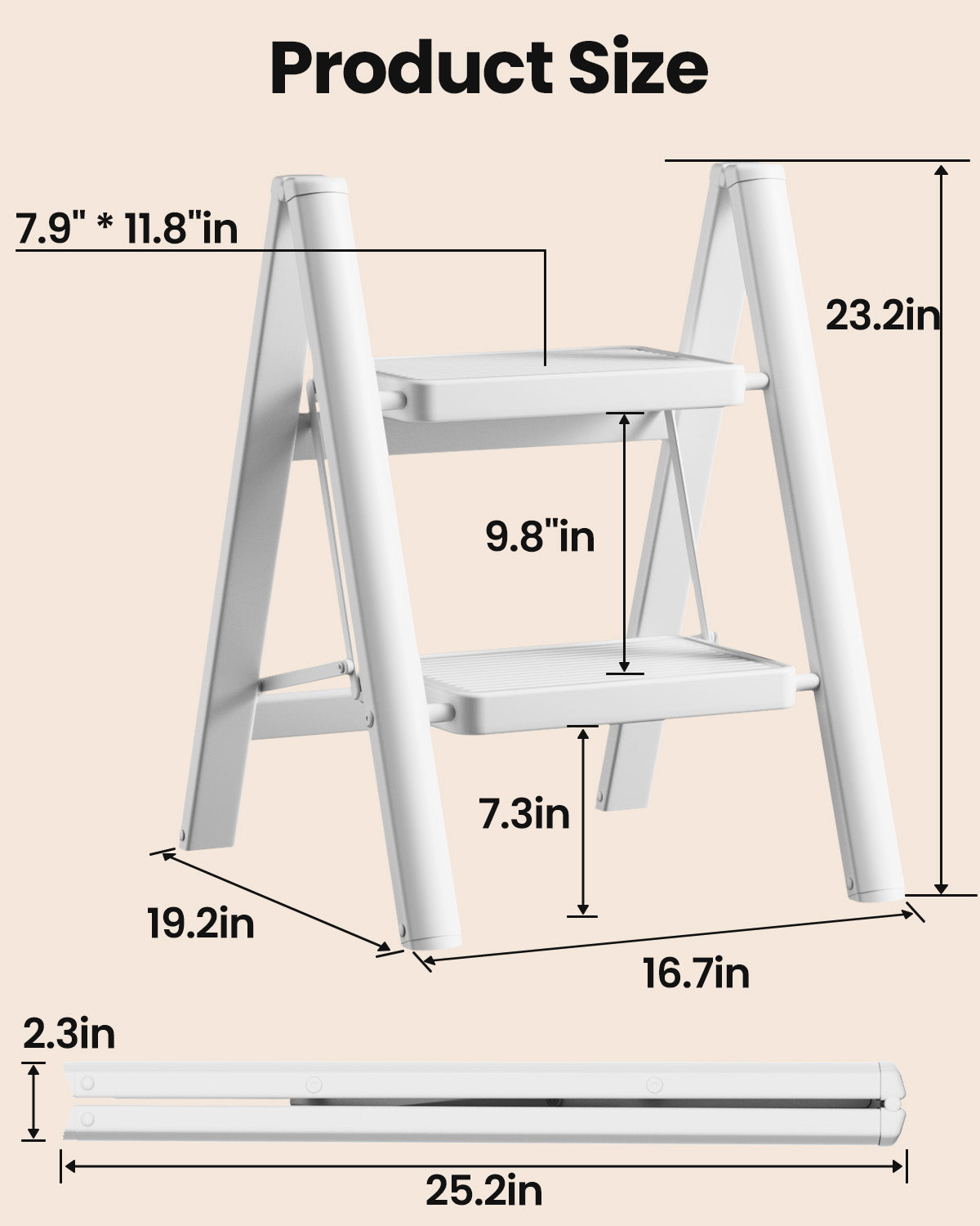 2-Step Folding Ladder – White