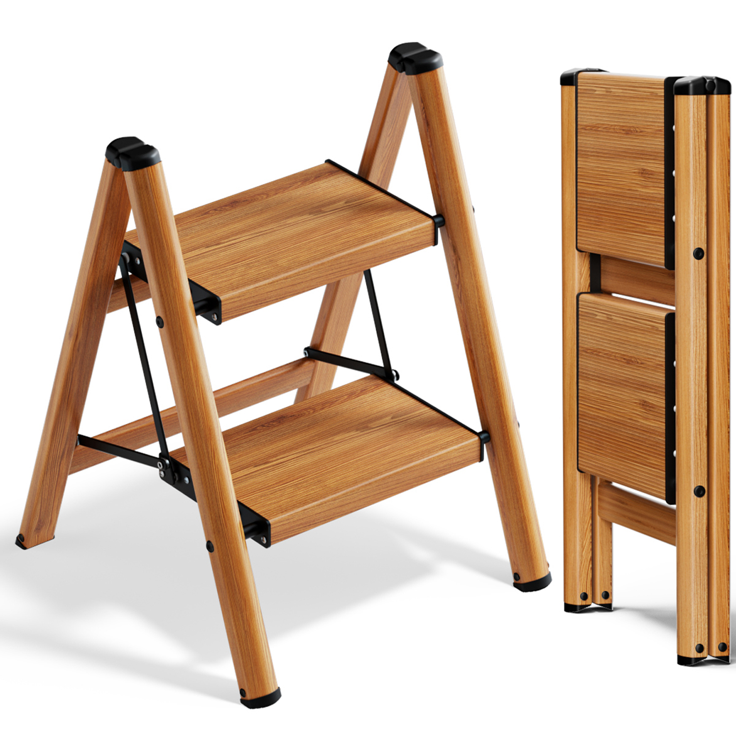 2-Step Folding Ladder – Woodgrain