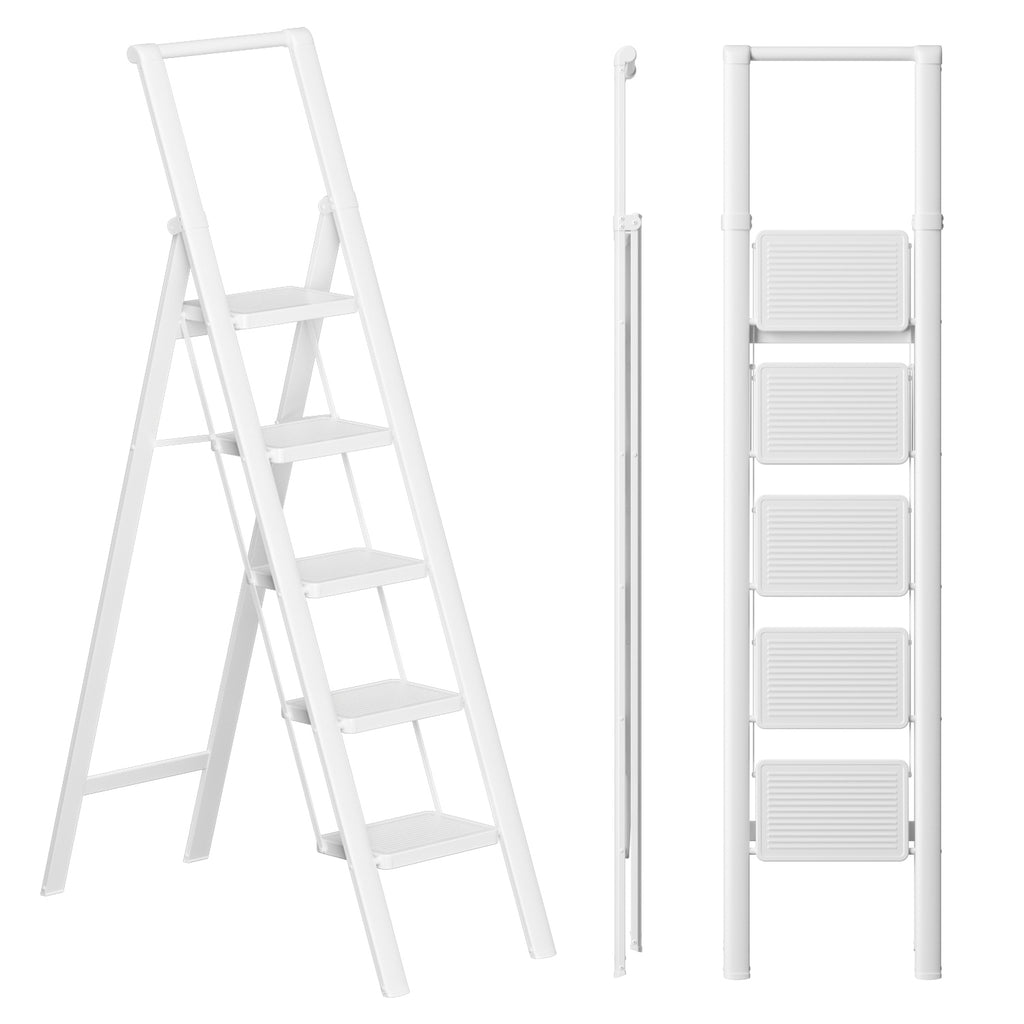 5-Step Folding Step Ladder – White