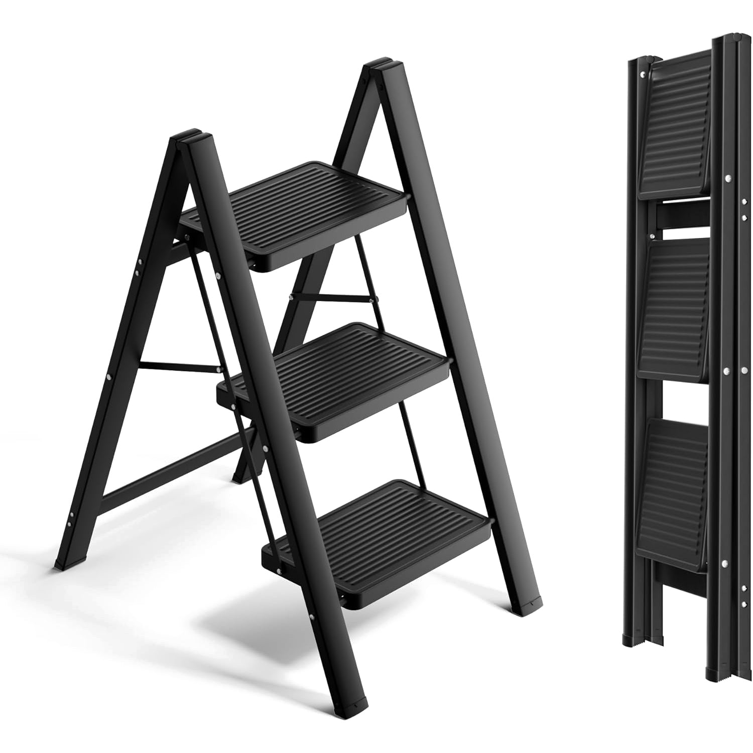 3-Step Folding Ladder – Matte Black