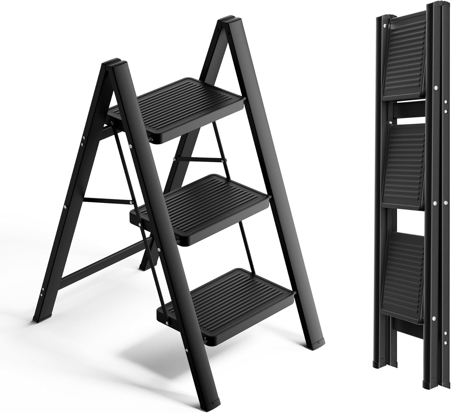 3-Step Folding Ladder – Matte Black