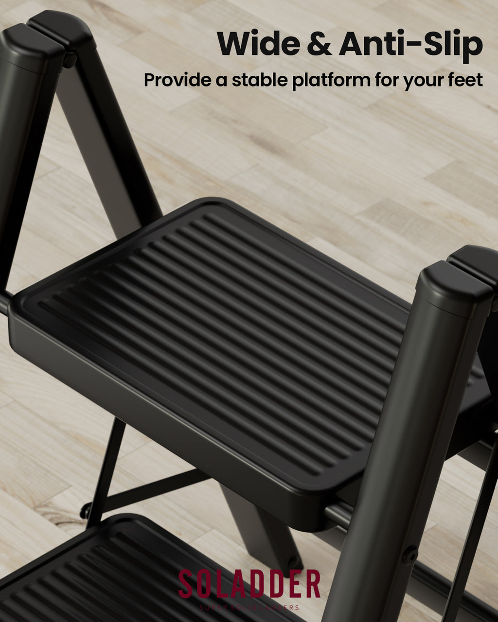 2-Step Folding Ladder – Matte Black