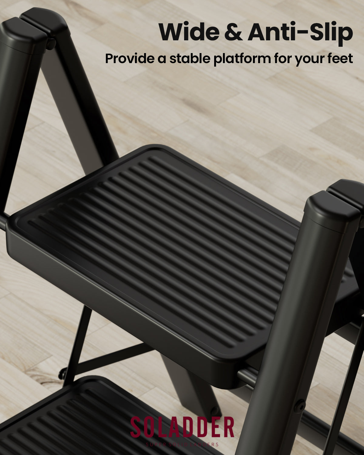2-Step Folding Ladder – Matte Black