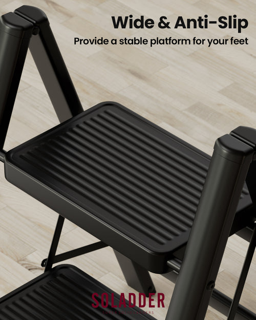 2-Step Folding Ladder – Matte Black