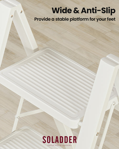 3-Step Folding Step Ladder – White