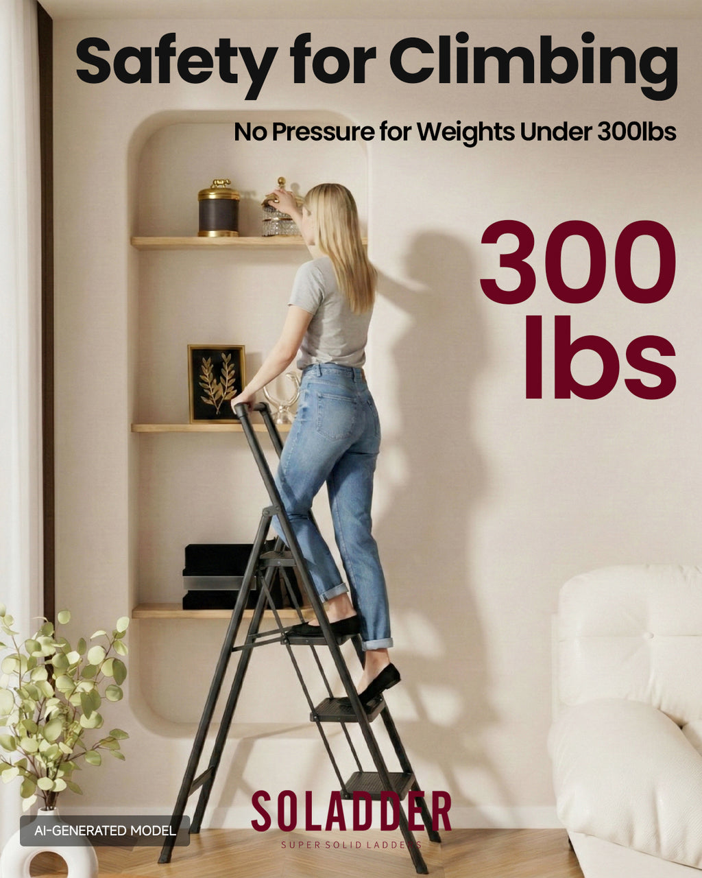 4-Step Folding Step Ladder – Matte Black