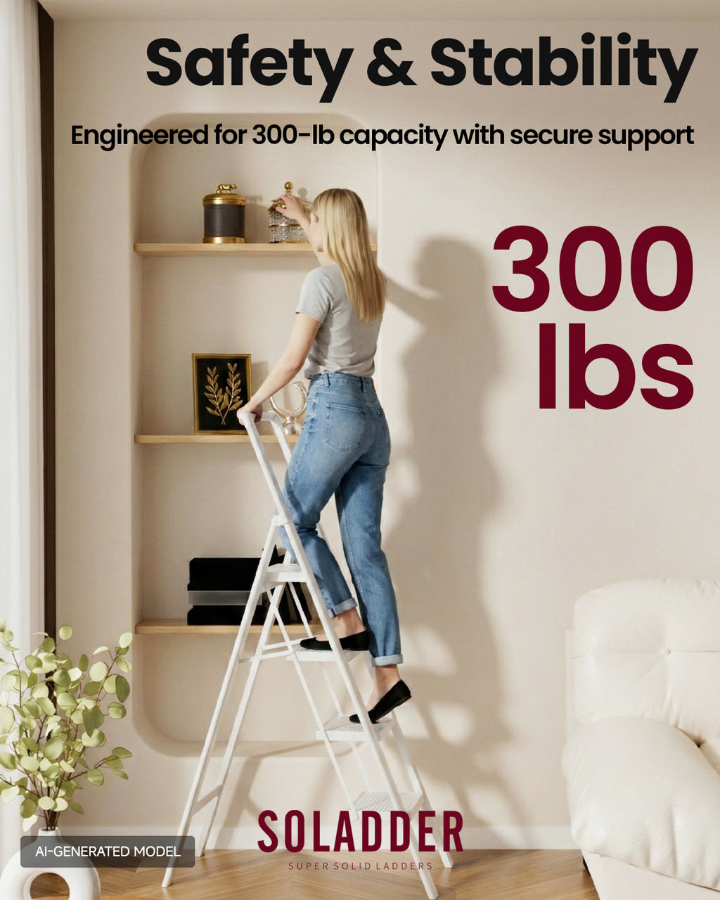 4-Step Folding Step Ladder – White