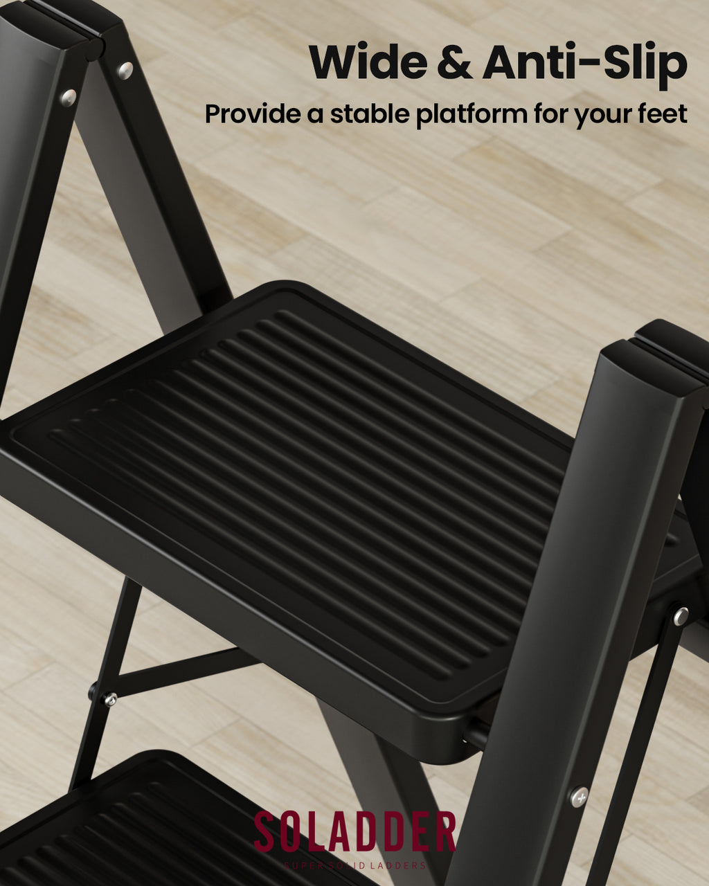 3-Step Folding Ladder – Matte Black