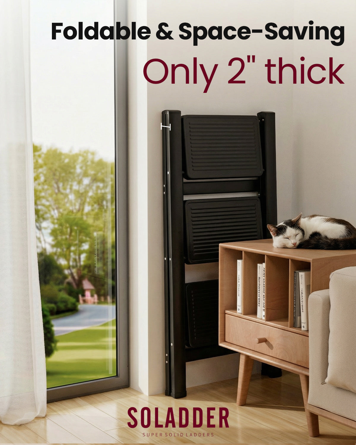 3-Step Folding Ladder – Matte Black