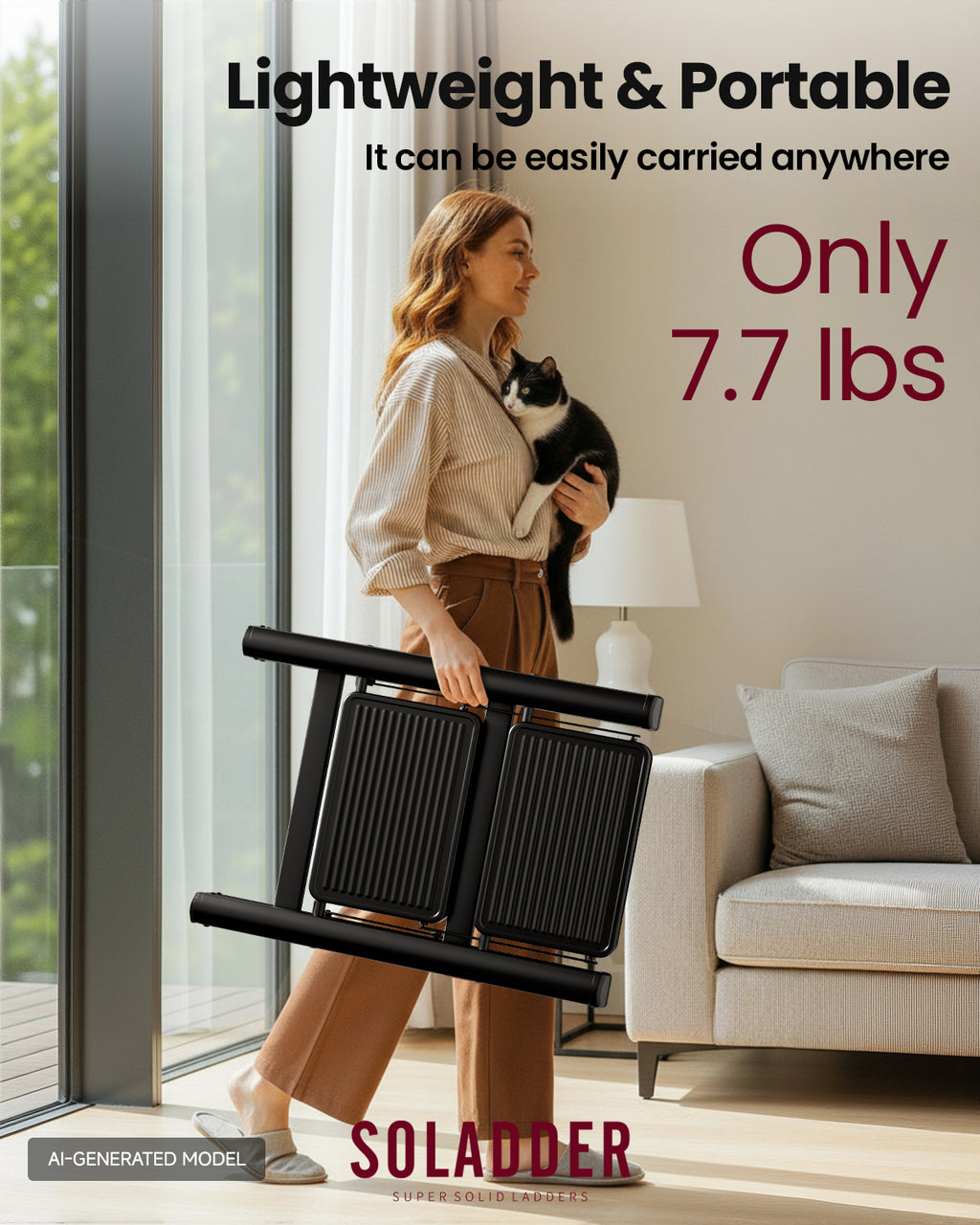 2-Step Folding Ladder – Matte Black