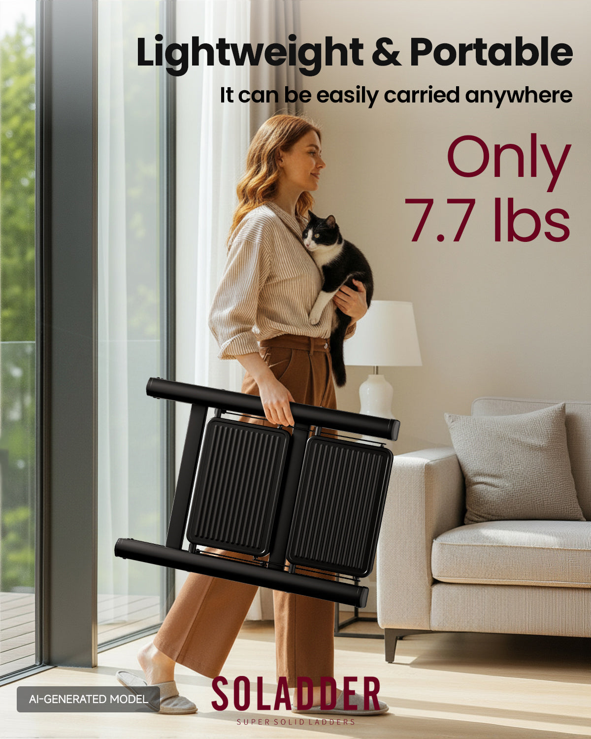 2-Step Folding Ladder – Matte Black