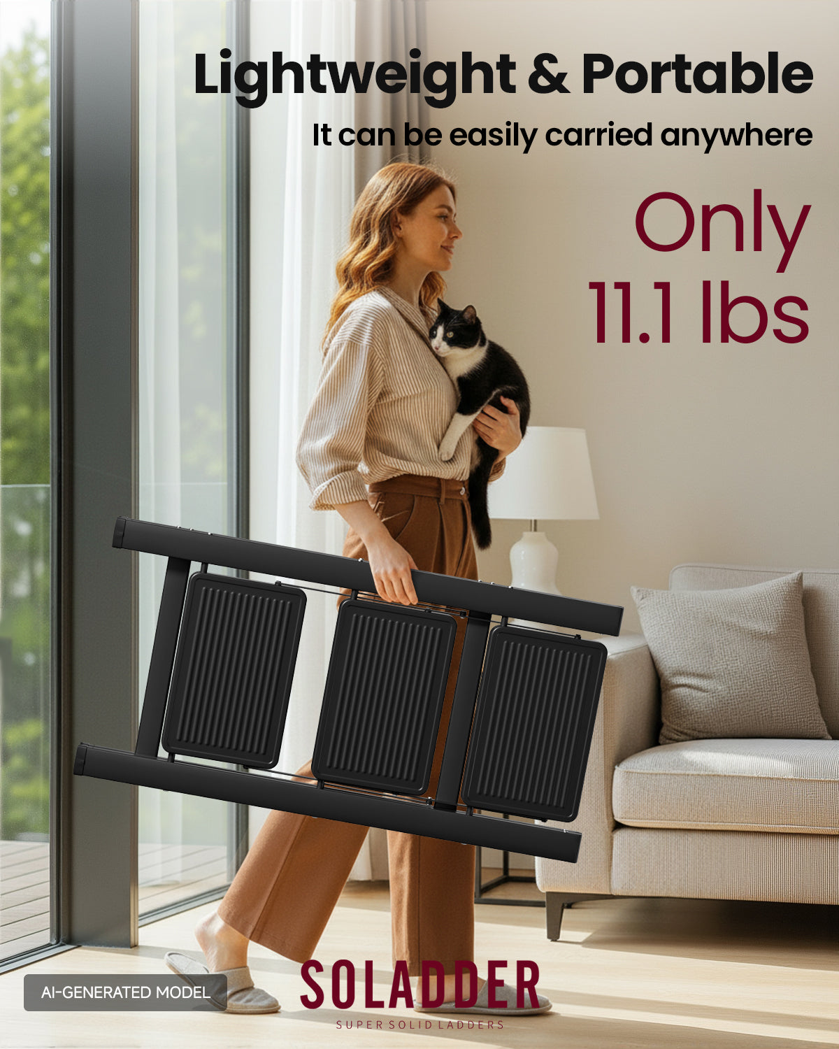 3-Step Folding Ladder – Matte Black