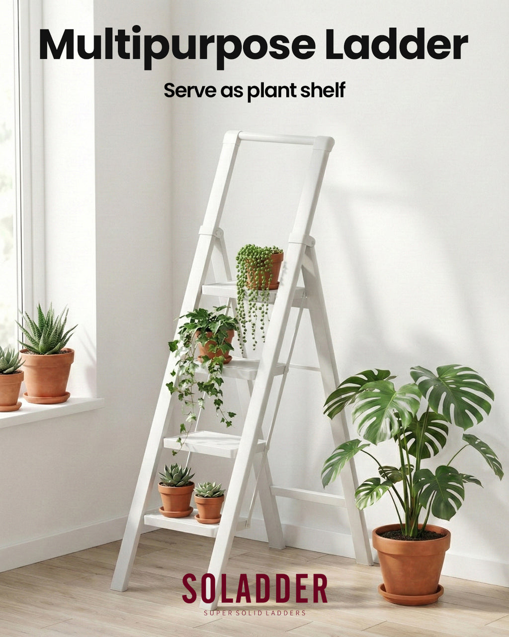 4-Step Folding Step Ladder – White