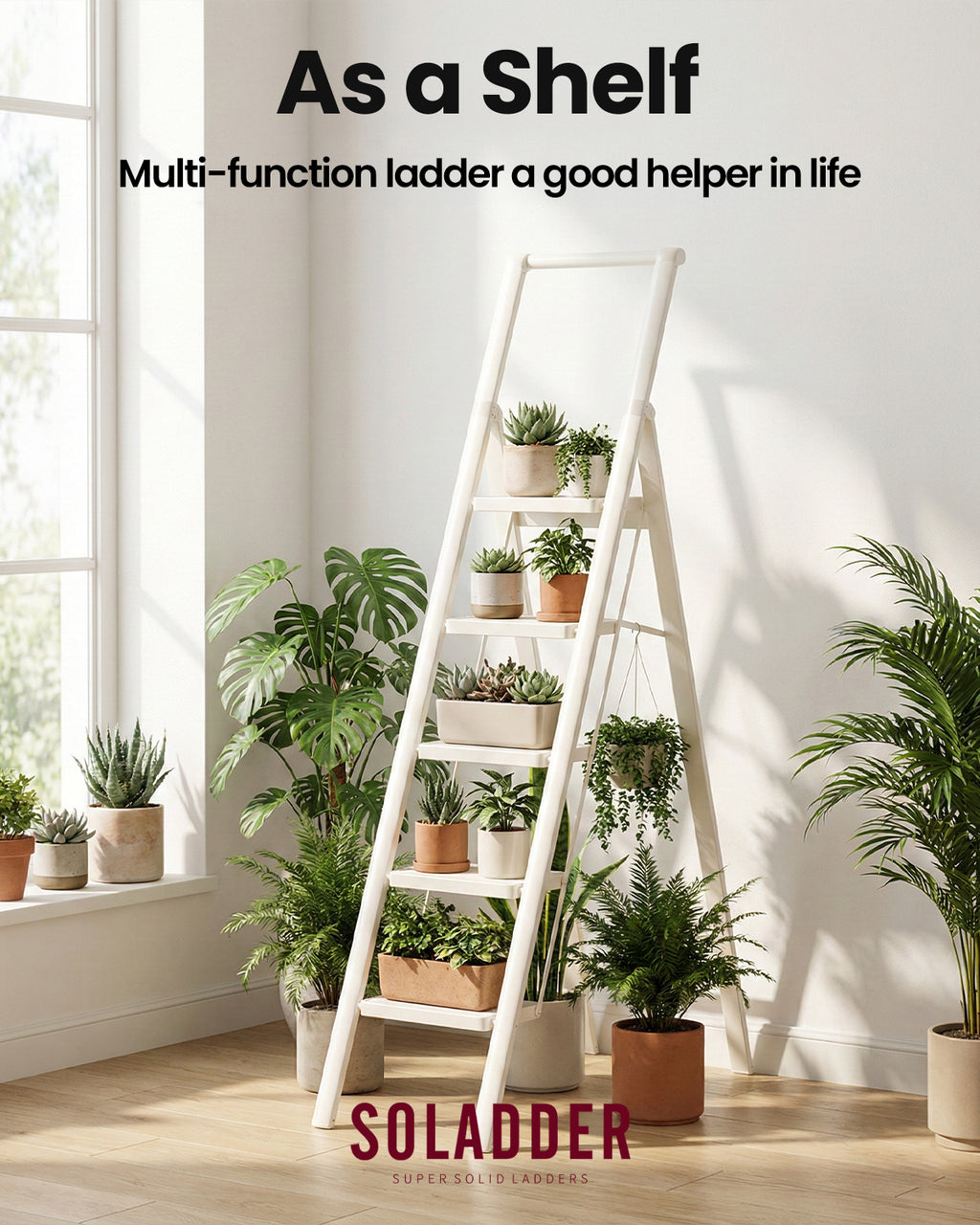 5-Step Folding Step Ladder – White