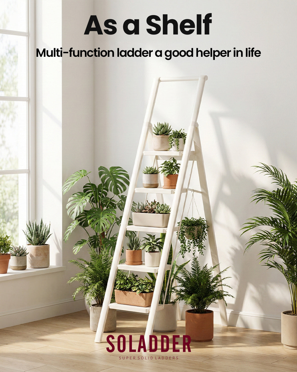 5-Step Folding Step Ladder – White