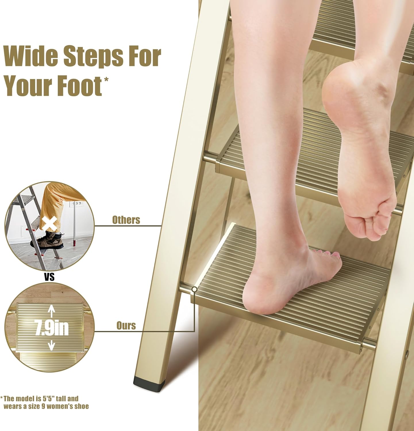 6-Step Folding Step Ladder – Champagne Gold