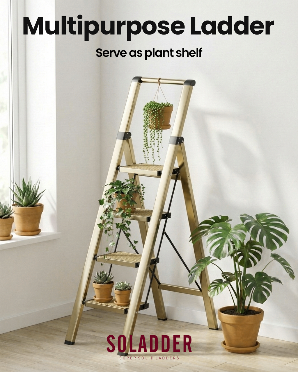 4-Step Folding Step Ladder – Champagne Gold