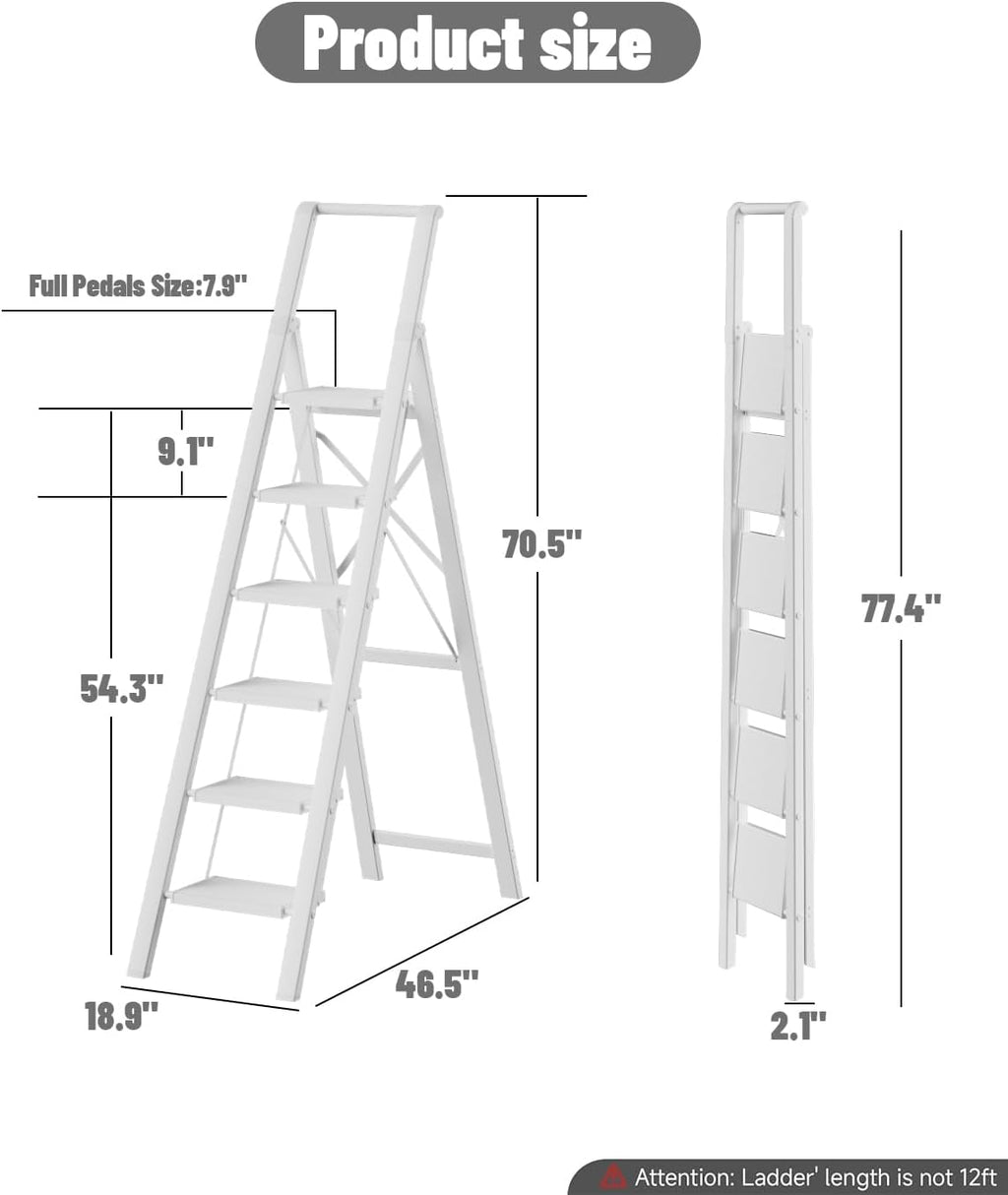 6-Step Folding Step Ladder – White