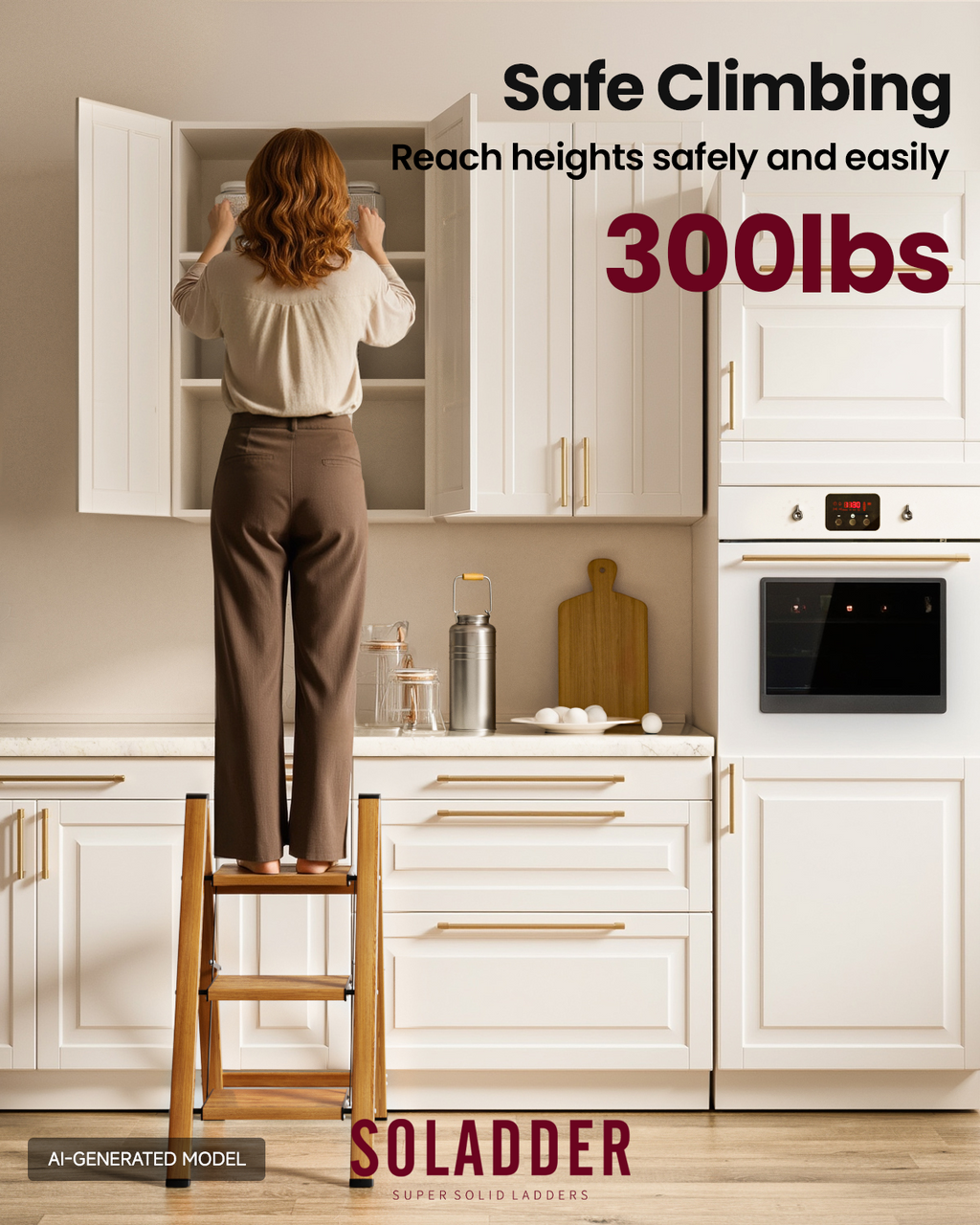 3-Step Folding Ladder – Woodgrain