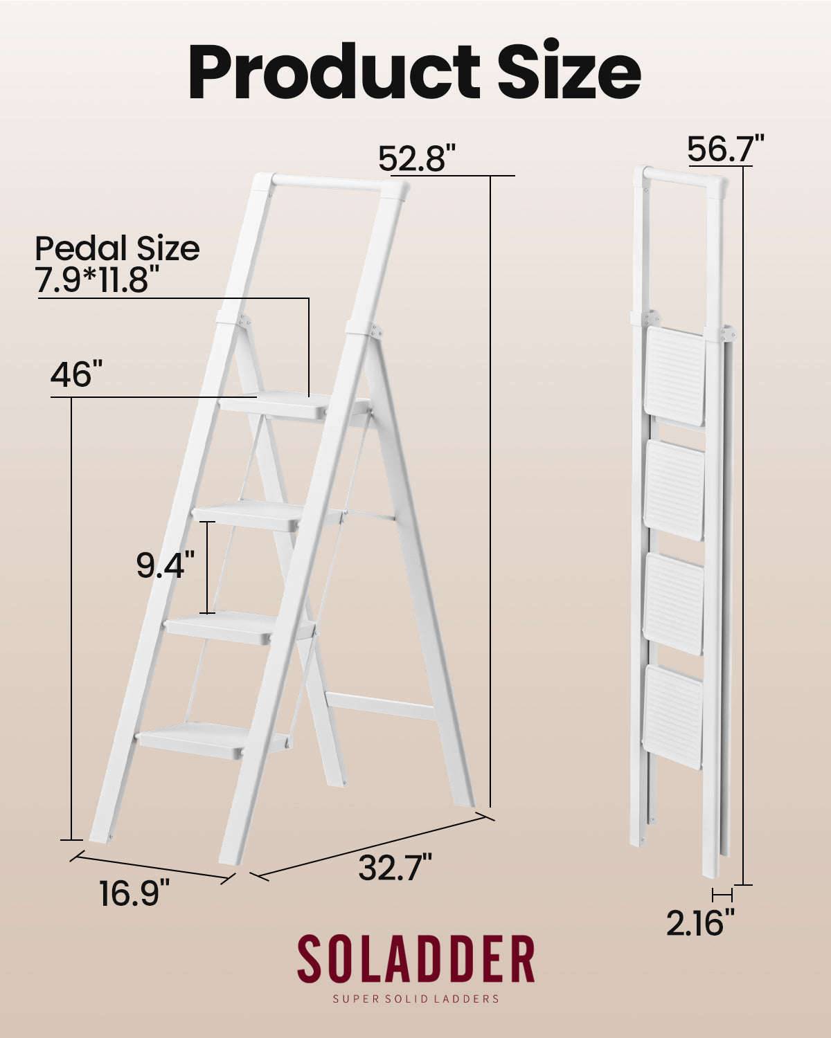 4-Step Folding Step Ladder – White