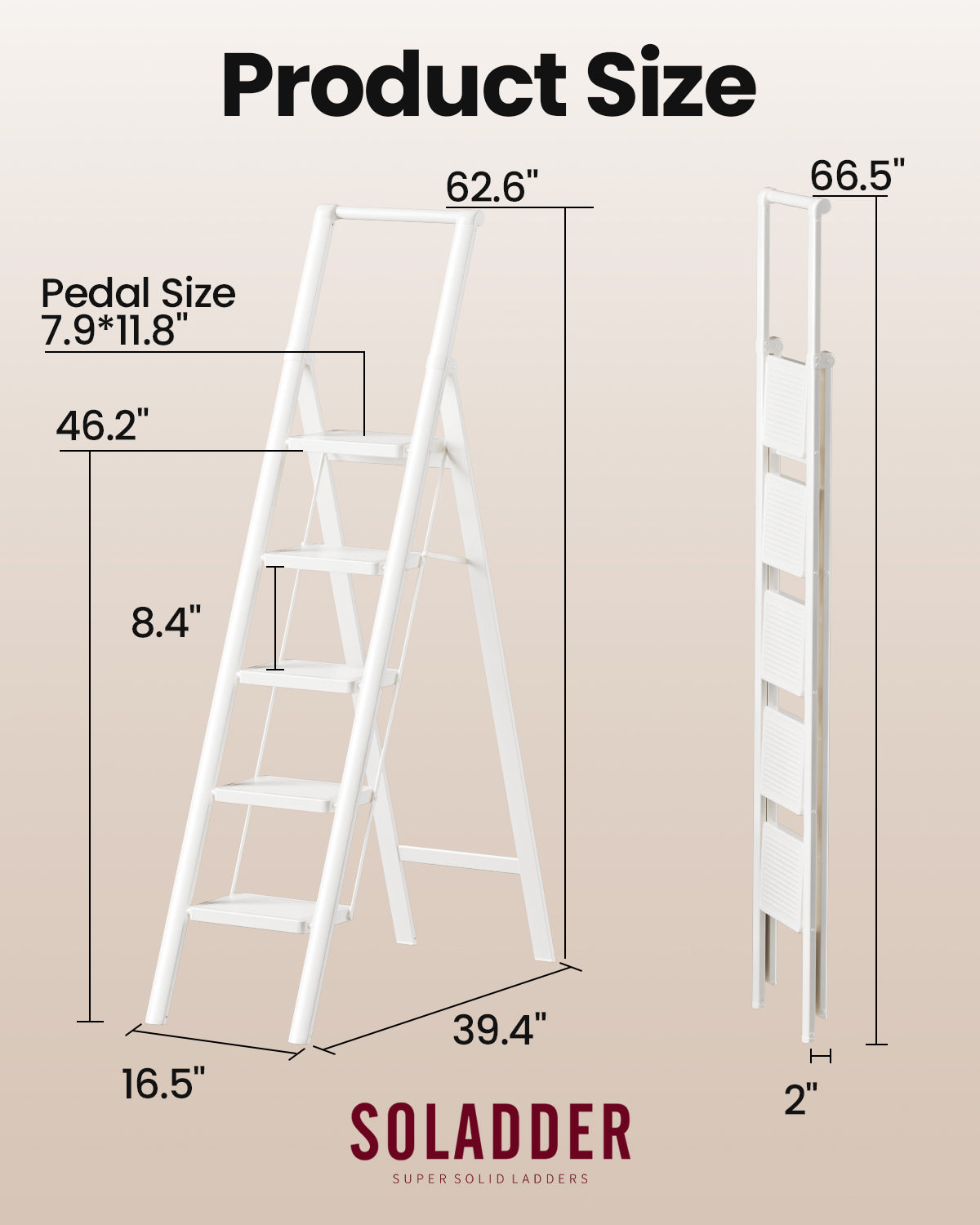 5-Step Folding Step Ladder – White