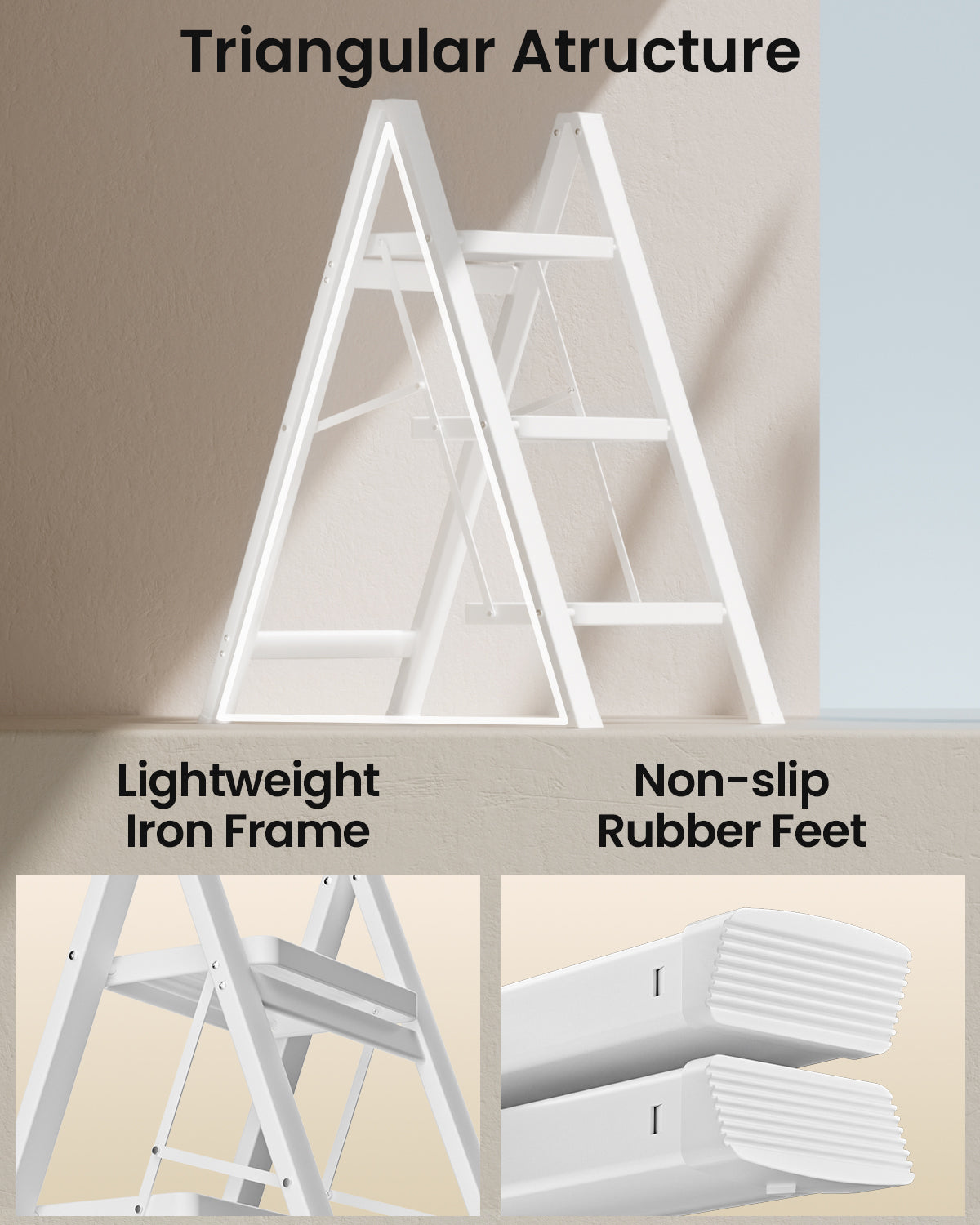 3-Step Folding Ladder – White
