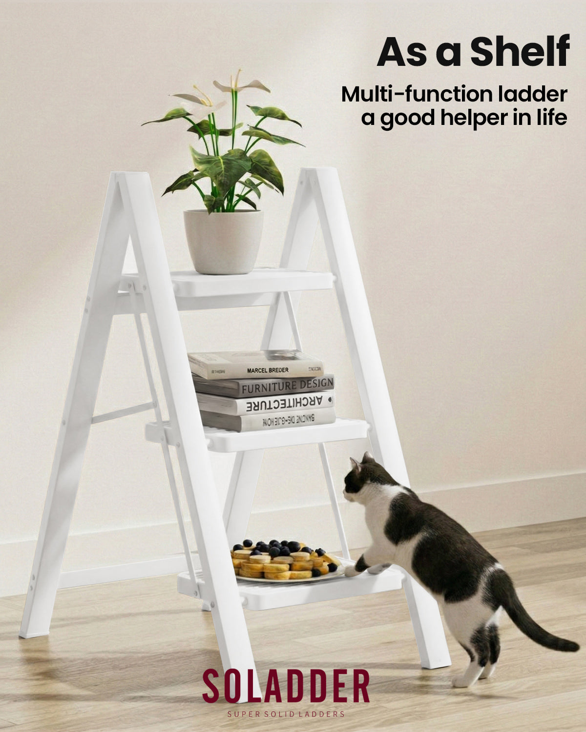 3-Step Folding Ladder – White