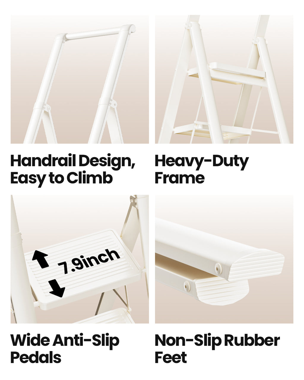 5-Step Folding Step Ladder – White