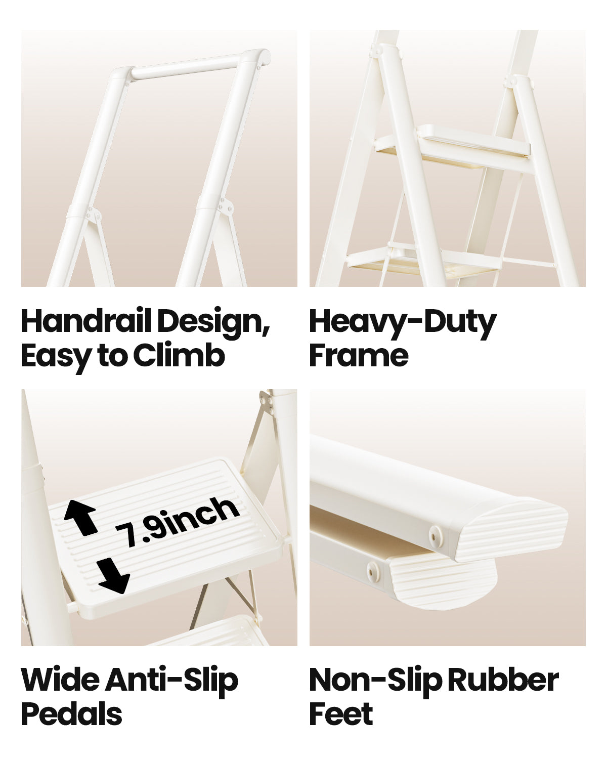 5-Step Folding Step Ladder – White