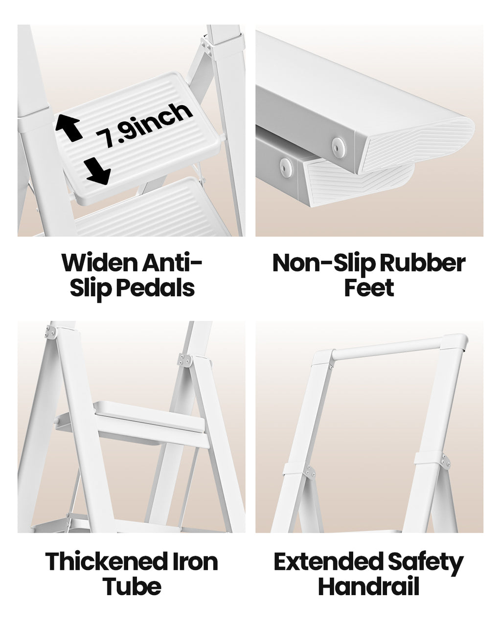 4-Step Folding Step Ladder – White