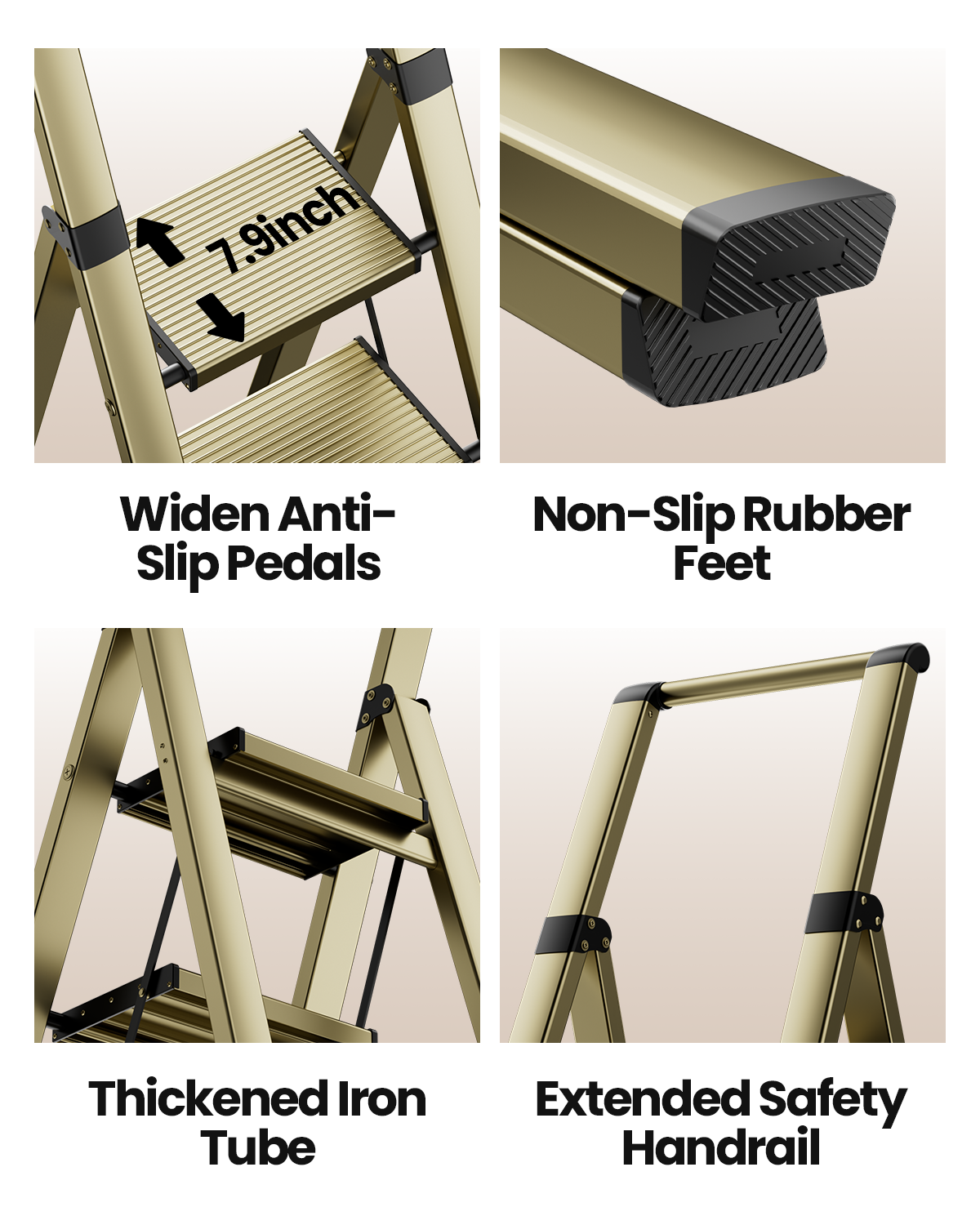4-Step Folding Step Ladder – Champagne Gold