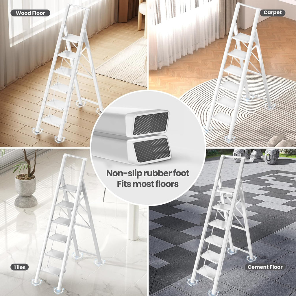 6-Step Folding Step Ladder – White