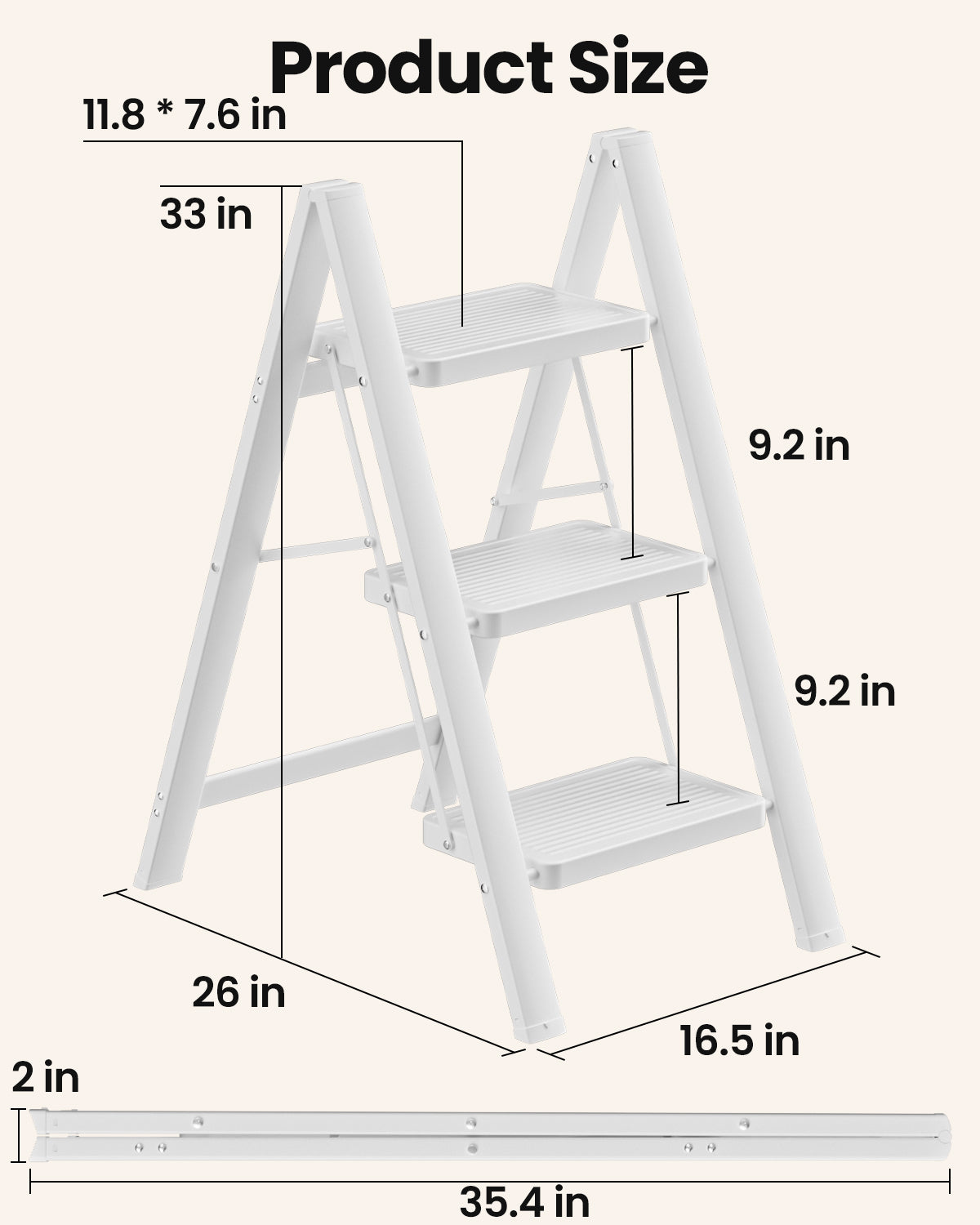 3-Step Folding Ladder – White