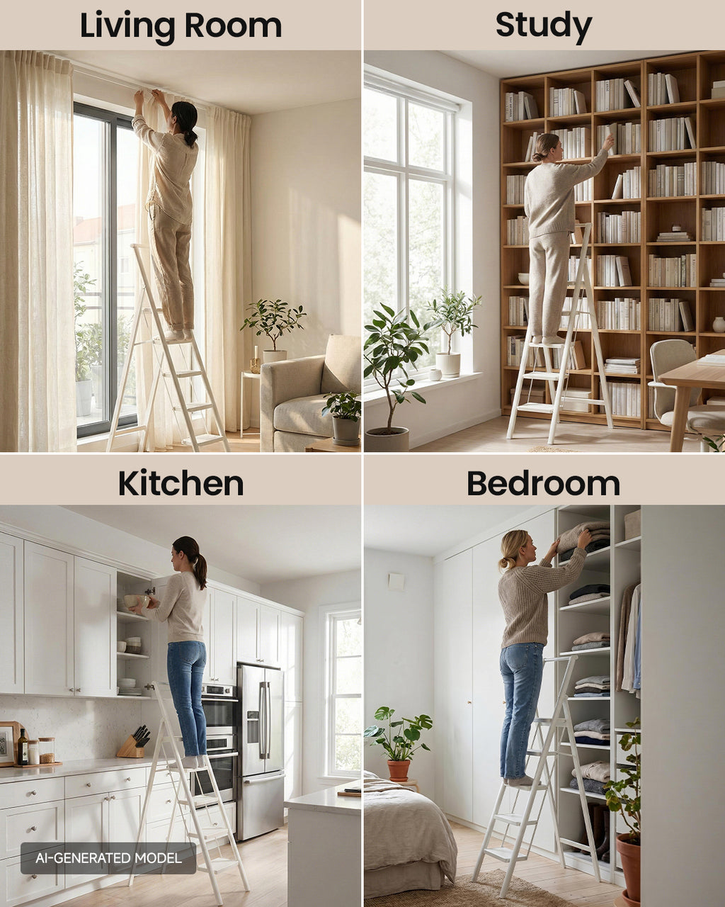 5-Step Folding Step Ladder – White