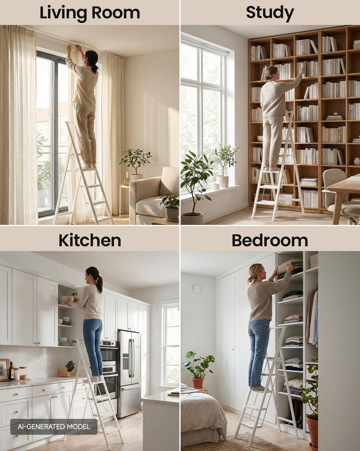 5-Step Folding Step Ladder – White