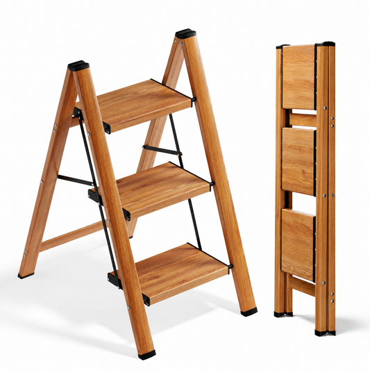 SOLADDER 3-Step Folding Ladder – Woodgrain