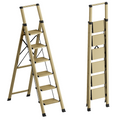 6 Step Ladder for 12 Feet High Ceiling, Folding Step Stool with Handgrip and Anti-Slip Wide Pedal, Portable Lightweight Aluminum Stepladder for Kitchen, Home  - Gold