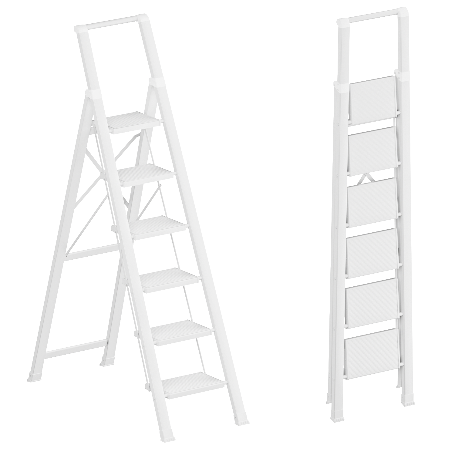 6-Step Folding Step Ladder – White