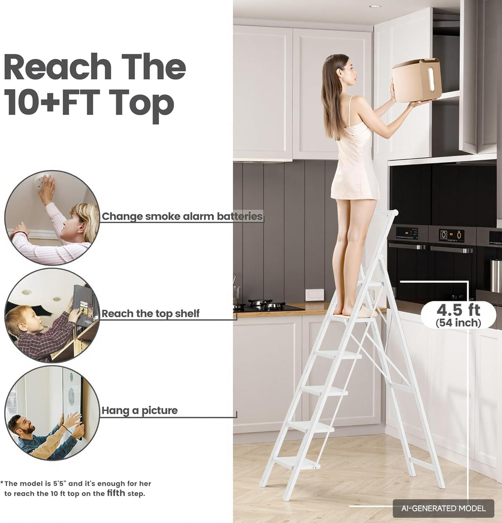 6-Step Folding Step Ladder – White