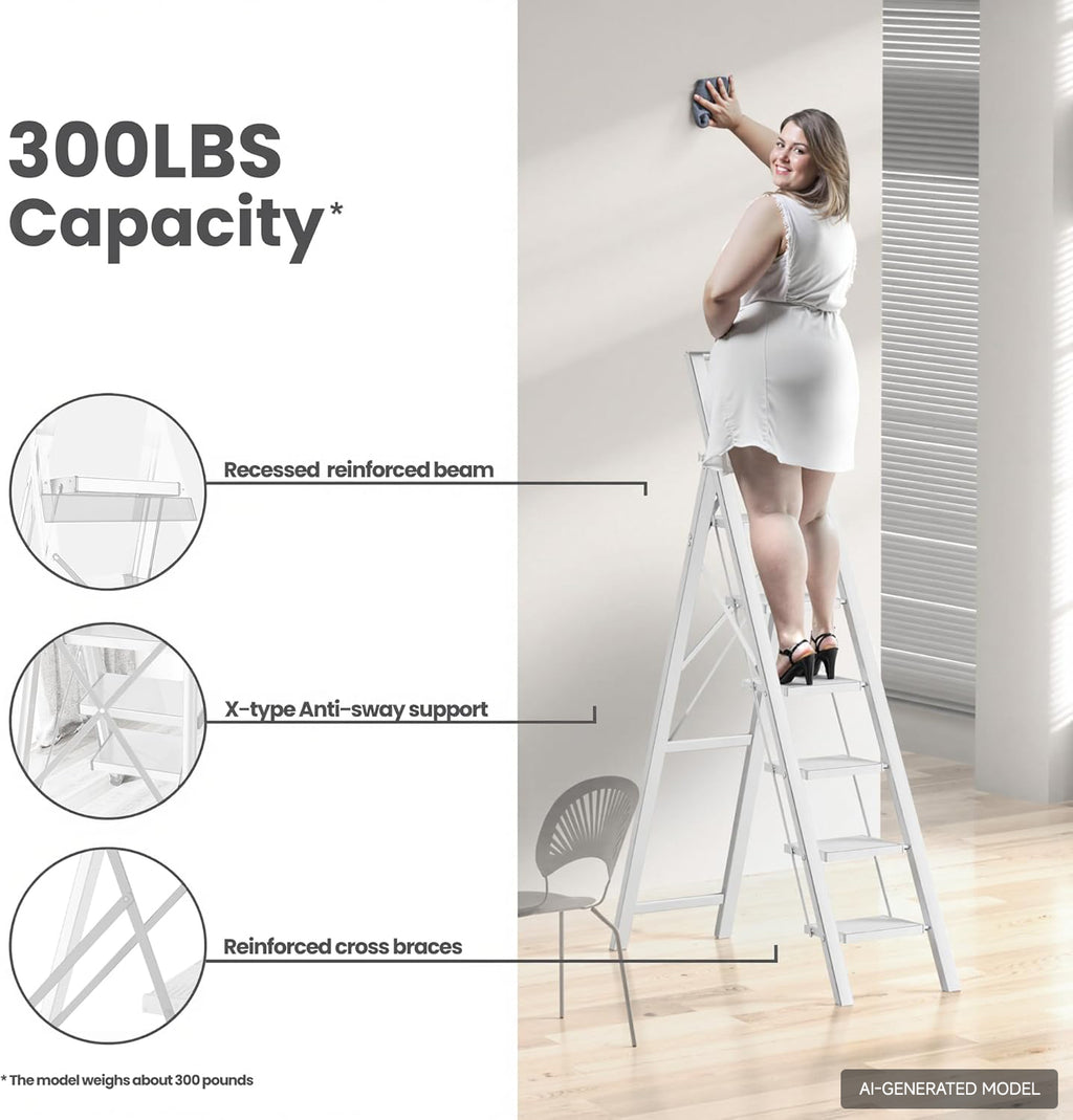 6-Step Folding Step Ladder – White