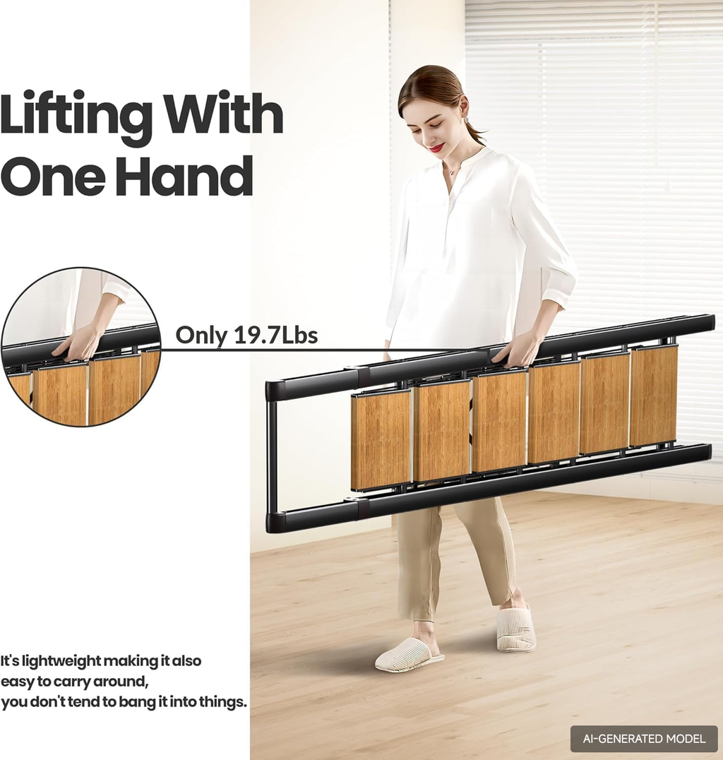 6-Step Folding Step Ladder – Black Woodgrain