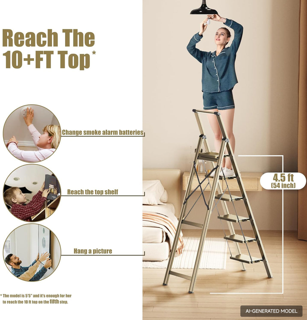 6-Step Folding Step Ladder – Champagne Gold